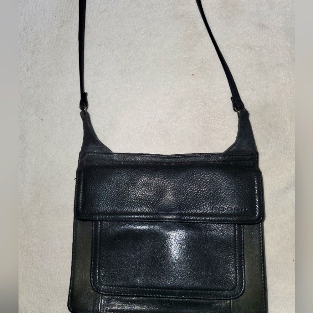 Fossil Black Leather Crossbody Bag